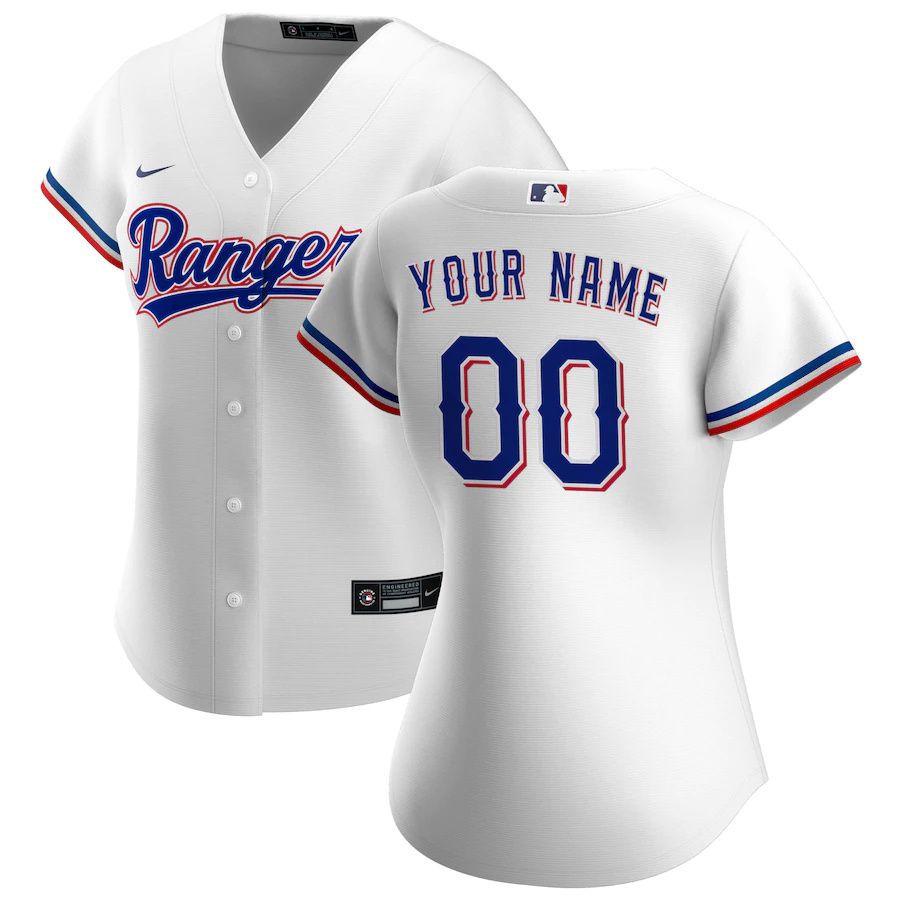 Cheap Womens Texas Rangers Nike White Home Replica Custom MLB Jerseys